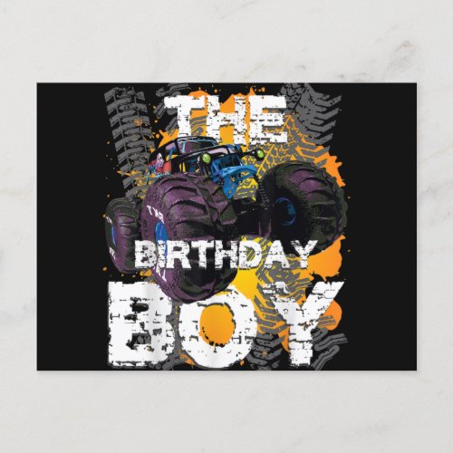 The Birthday Boy Monster Truck Matching Family Holiday Postcard