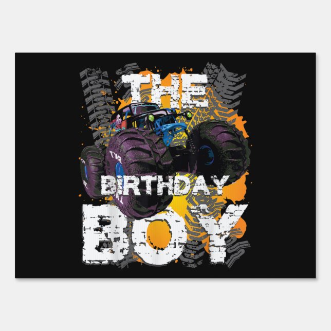 The Birthday Boy Monster Truck Matching Family Sign (Front)
