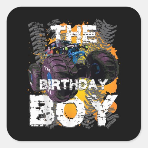 The Birthday Boy Monster Truck Matching Family Square Sticker