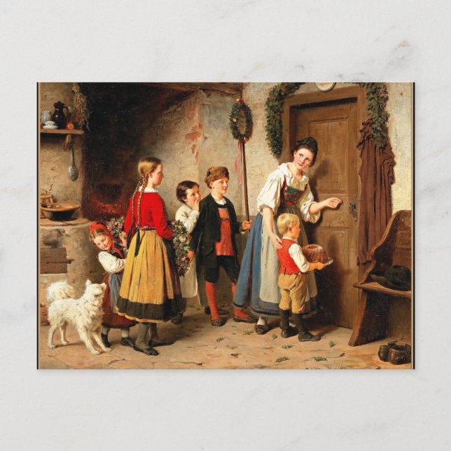 The Birthday Cake, vintage painting Postcard (Front)