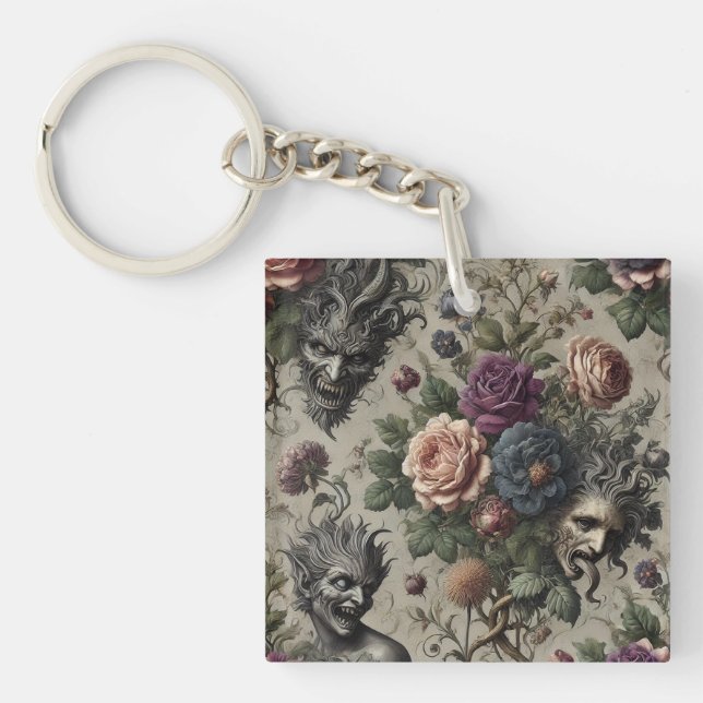 The Birthday Party – Gothic Victorian Floral  Keychain (Front)