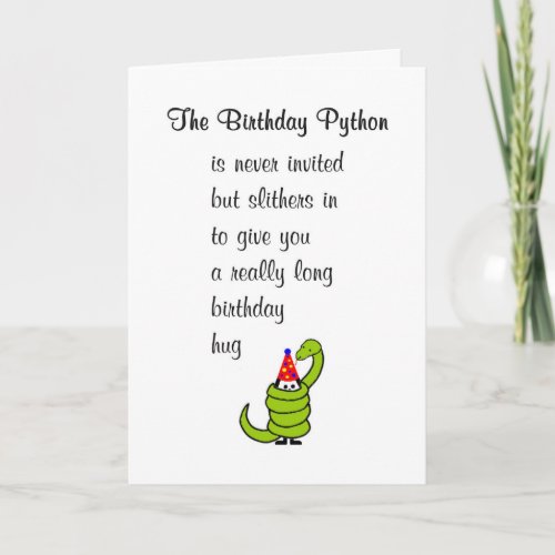 The Birthday Python A Funny Happy Birthday Poem Card
