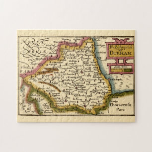The Bishopprick of Durham County England Old Map Jigsaw Puzzle