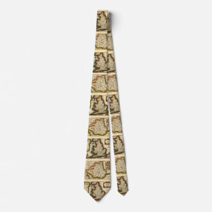The Bishopprick of Durham County England Old Map Neck Tie