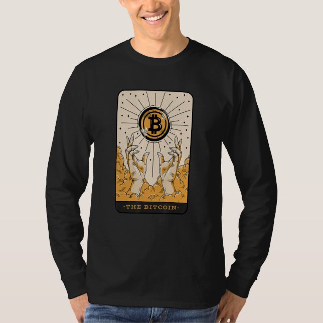 The Bitcoin Tarot Card Two Hands Cryptocurrency BT T-Shirt (Front)