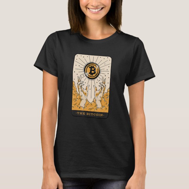 The Bitcoin Tarot Card Two Hands Cryptocurrency BT T-Shirt (Front)