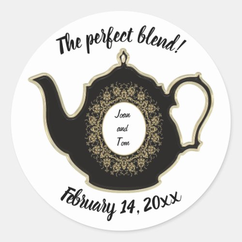 The Black and Gold Perfect Blend Wedding Classic Round Sticker
