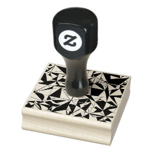 the black and white geometric design rubber stamp