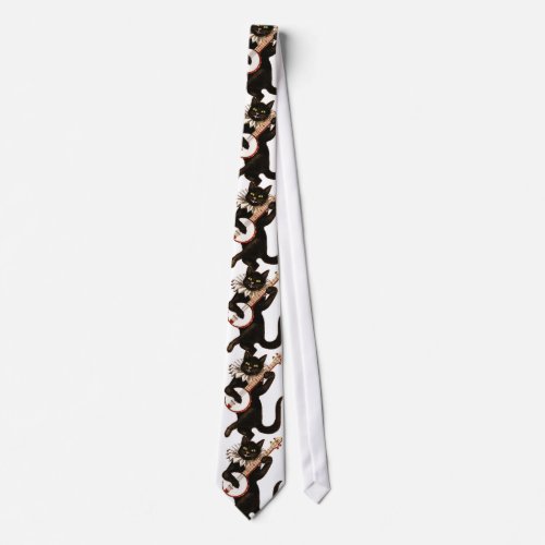 The black Banjo playing Cat Neck Tie