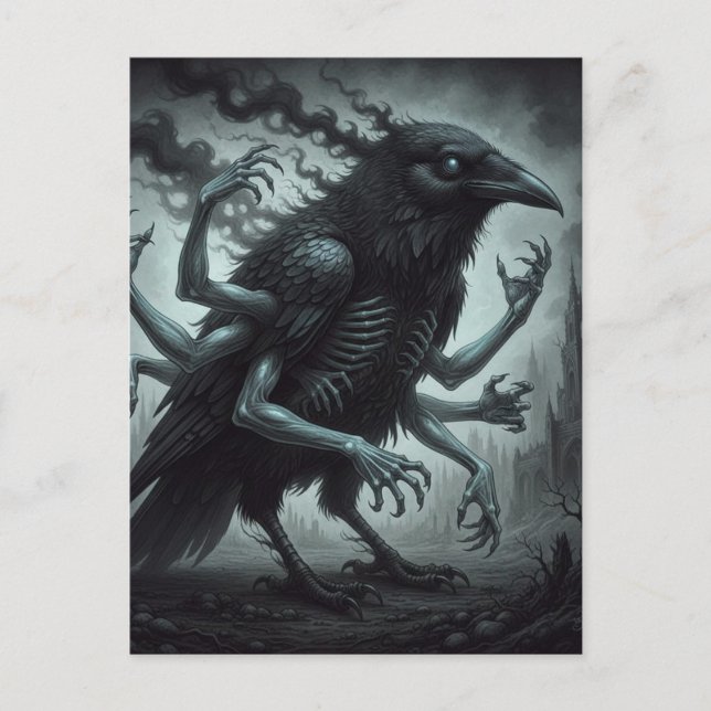 The black bird with human arms dark fantasy  postcard (Front)
