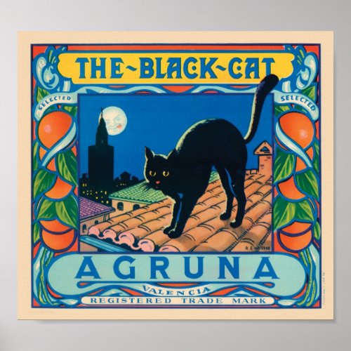 The Black Cat Agruna Vintage Crate Label Poster