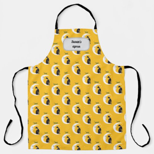 The black cat and the crescent moon apron