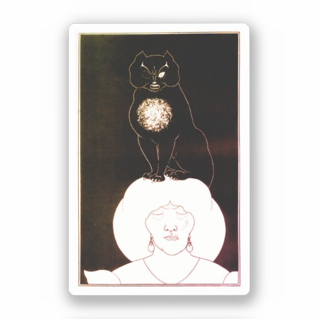 The Black Cat, Aubrey Beardsley Sticker (Front)