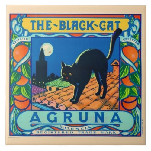 The Black Cat Ceramic Tile