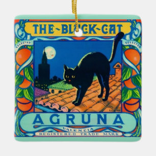 The Black Cat Ceramic Tile Ornament