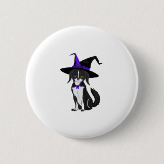 The Black Cat In Halloween Party. Sticker  Button