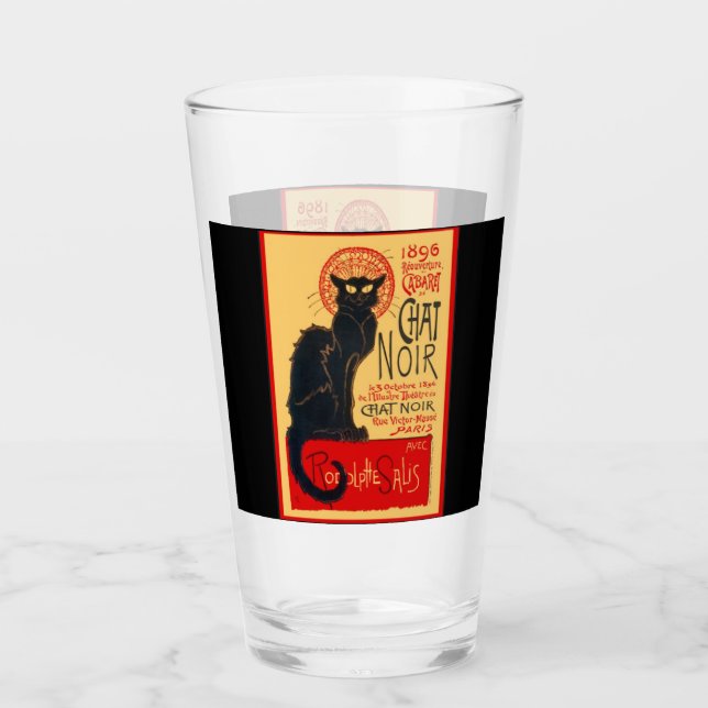 The Black Cat, Le Chat Noir, Art Glass (Front)