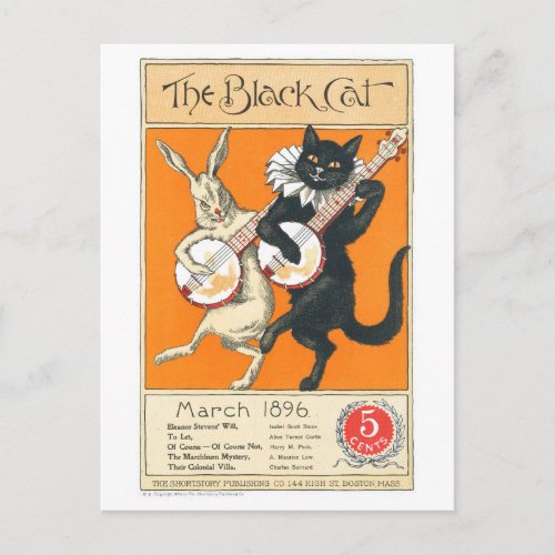 The Black Cat March 1896 vintage cat art Postcard