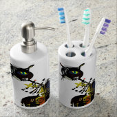 The Black cat Soap Dispenser & Toothbrush Holder (Front)