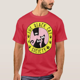 The Black Cat Society Funny Cat Lover Yellow Pink T-Shirt