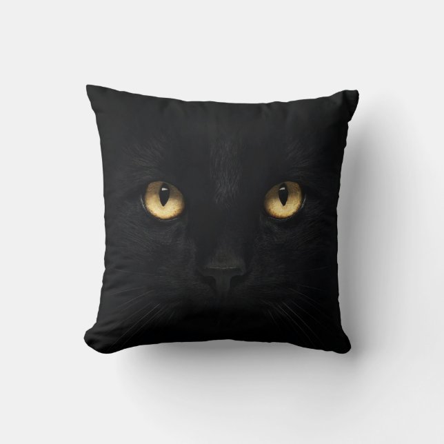 The Black Cat Throw Pillow (Front)