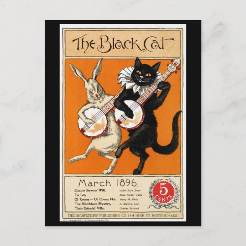 The Black Cat Vintage 1896 art print postcard