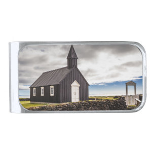The Black Church Of Budir, Iceland Silver Finish Money Clip