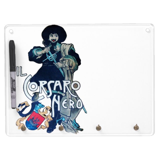 THE BLACK CORSAIR DRY ERASE BOARD WITH KEYCHAIN HOLDER (Front)