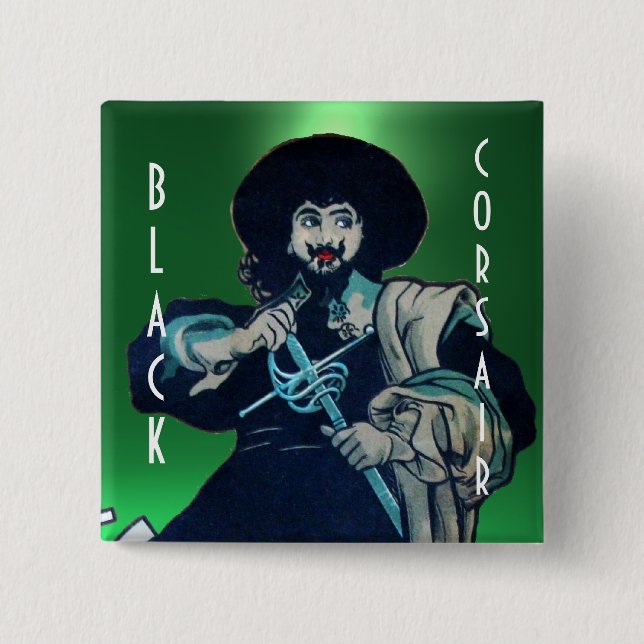 THE BLACK CORSAIR gem yellow Pinback Button (Front)