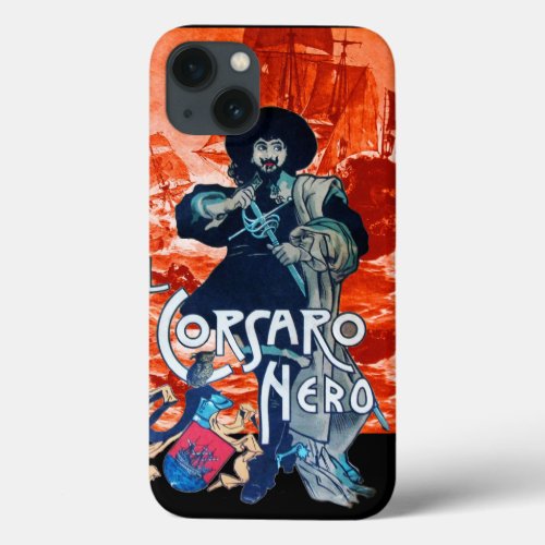 THE BLACK CORSAIR Pirate Ship Battle In Red iPhone 13 Case