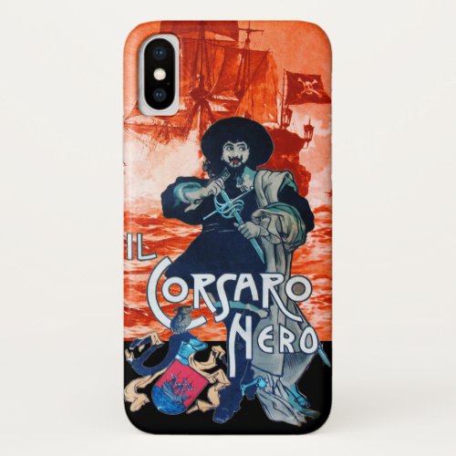 THE BLACK CORSAIR Pirate Ship Battle In Red iPhone X Case