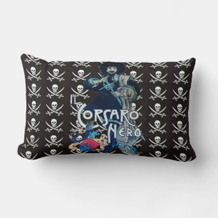 THE BLACK CORSAIR SKULL CROSSED SWORDS LUMBAR PILLOW
