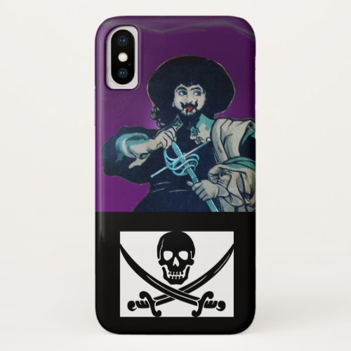 THE BLACK CORSAIR SKULL CROSSED SWORDS Purple iPhone X Case