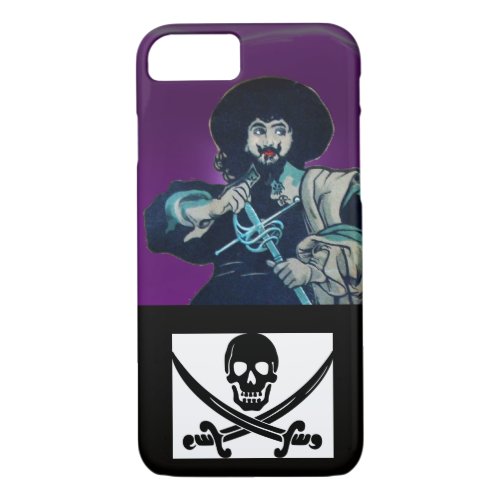 THE BLACK CORSAIR SKULL CROSSED SWORDS Purple iPhone 87 Case