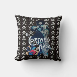 THE BLACK CORSAIR SKULL CROSSED SWORDS THROW PILLOW