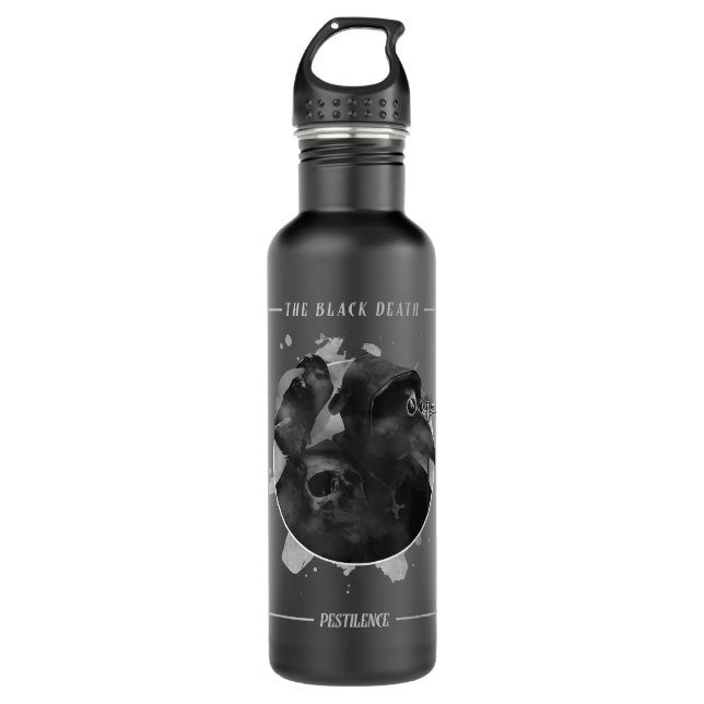 The Black Death Pestilence Occult Goth Gothic  Stainless Steel Water Bottle (Front)