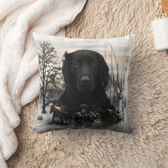 The Black Golden Retrievers   Throw Pillow (Blanket)