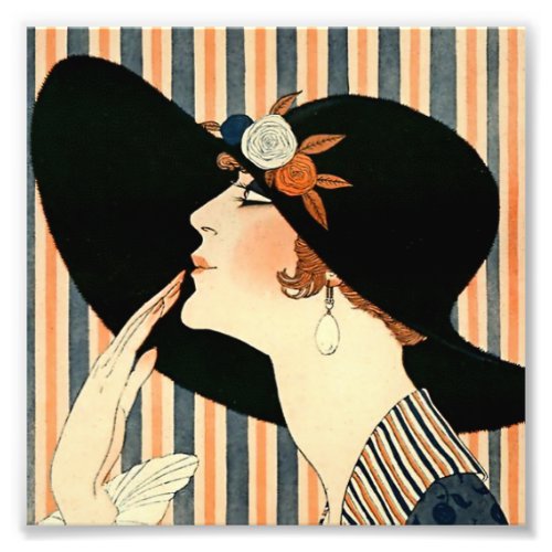 âœThe Black Hatâ Art Deco by George Barbier Photo Print