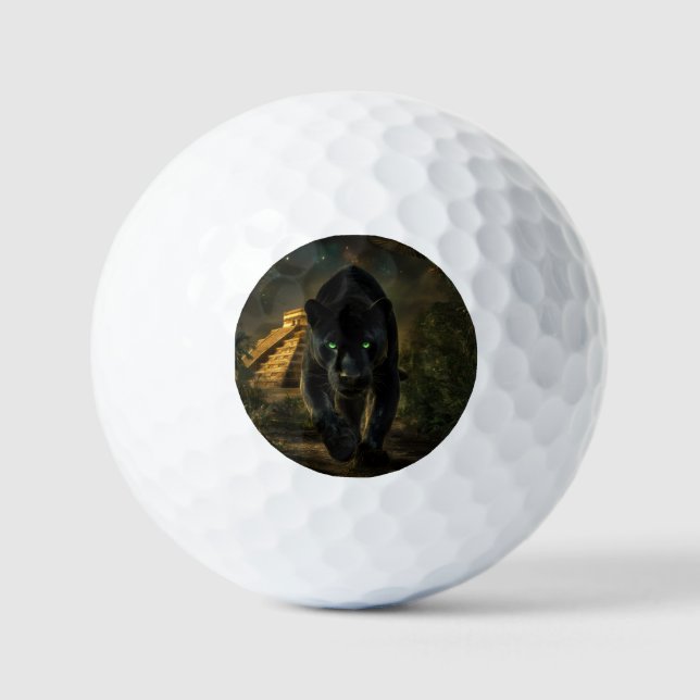 The Black Puma and the Green Macaw Golf Balls (Front)