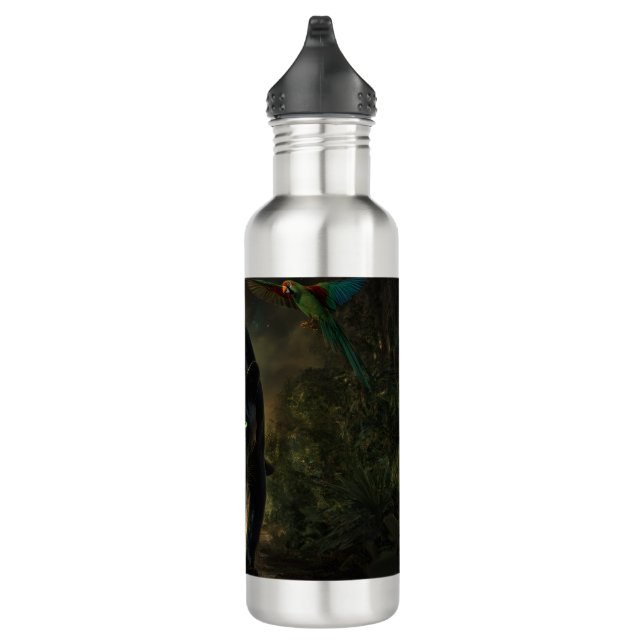 The Black Puma and the Green Macaw Stainless Steel Water Bottle (Right)