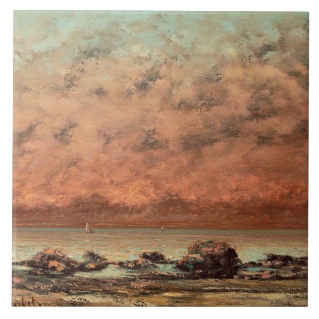 The Black Rocks at Trouville, 1865- 66 Tile (Front)