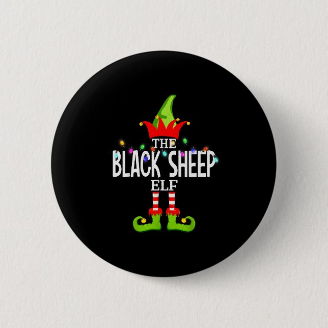 The Black Sheep Elf Christmas Matching Pajamas  Button (Front)
