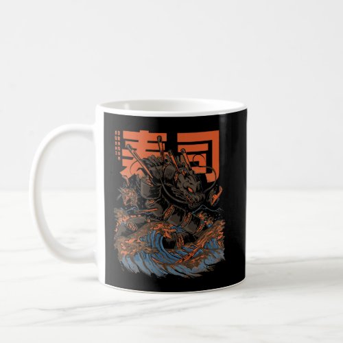 The Black Sushi Dragon Funny Japan Culture And Sus Coffee Mug