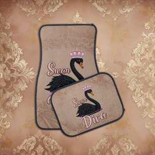 The black swan, queen of the water. car floor mat