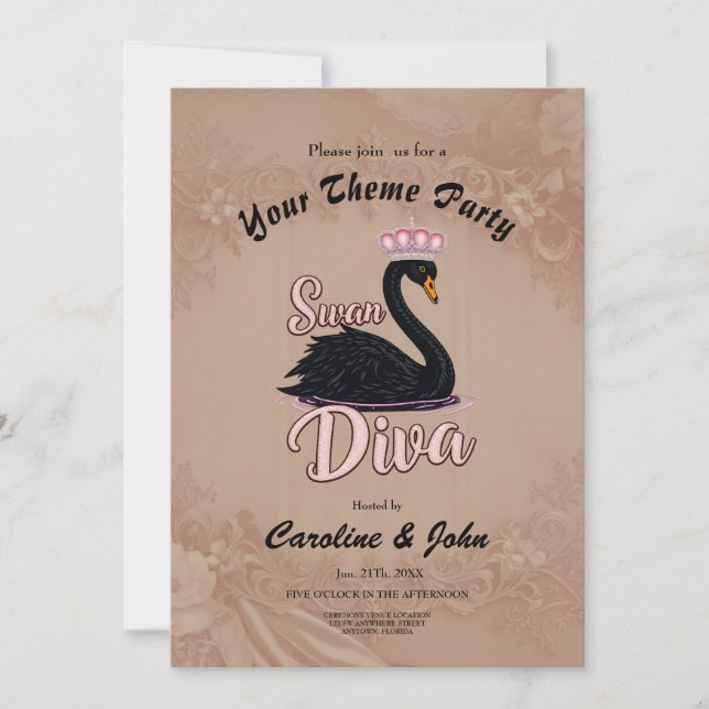 The black swan, queen of the water.  invitation (Front)