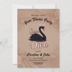The black swan, queen of the water. invitation
