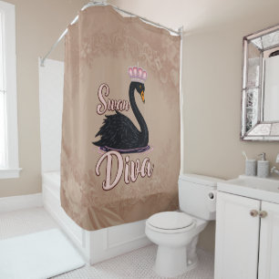 The black swan, queen of the water. shower curtain