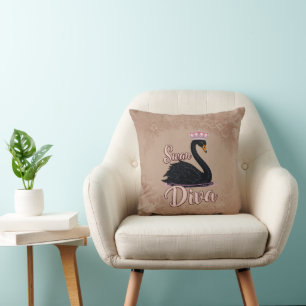 The black swan, queen of the water. throw pillow