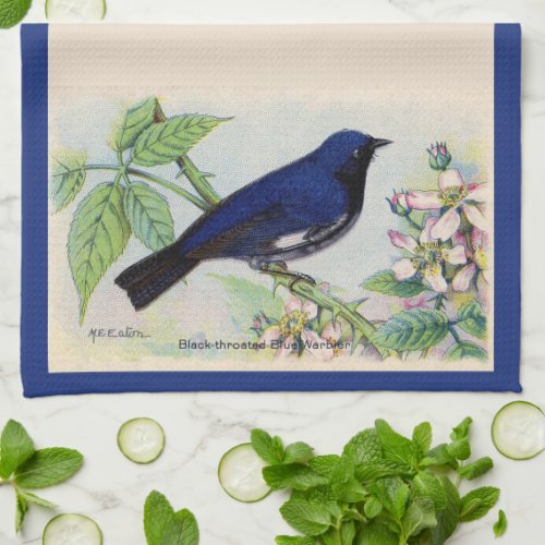 The Black_Throated Blue Warbler Kitchen Towel