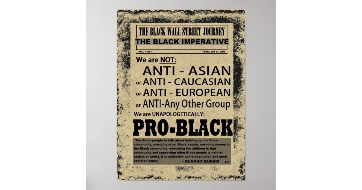 THE BLACK WALL STREET JOURNAL POSTER Zazzle